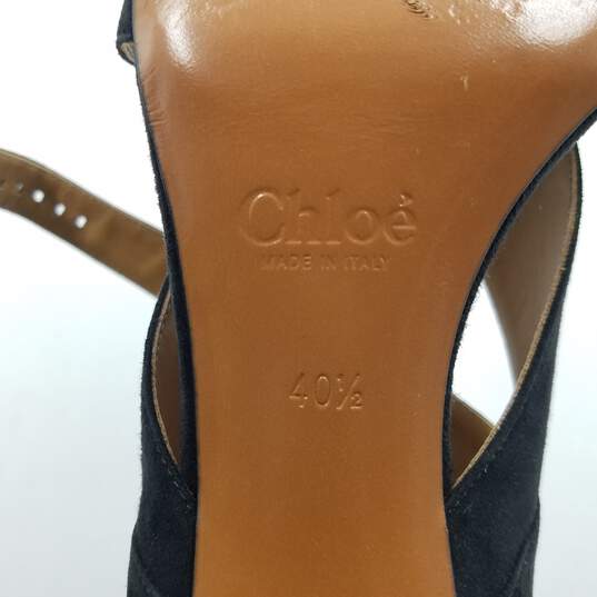 Chloe Suede Ankle Strap Heel Women' Sz.41 Black image number 7