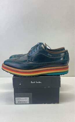 Paul Smith Leather Grand Stripe Platform Wingtip Shoes Green 9