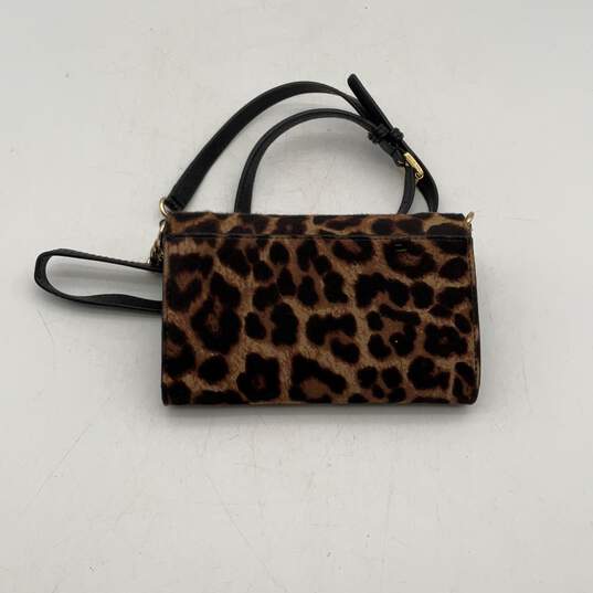 Michael Kors Womens Brown Leopard Print Adjustable Strap Crossbody Bag Purse image number 2