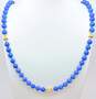 Vintage 14K Yellow Ridged Gold Lapis Bead Hand Knotted Endless Necklace 103.1g image number 3