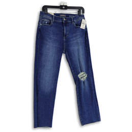 NWT Womens Blue Denim Mid Rise Medium Wash Straight Leg Jeans Size 30