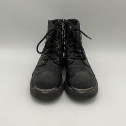 Mens Stealth 91642 Black Leather Lace-Up Ankle Motorcycle Boots Size 9.5 W