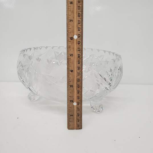 VTG 3-Toed Footed Floral Decorative Lead Crystal Candy Bowl image number 4
