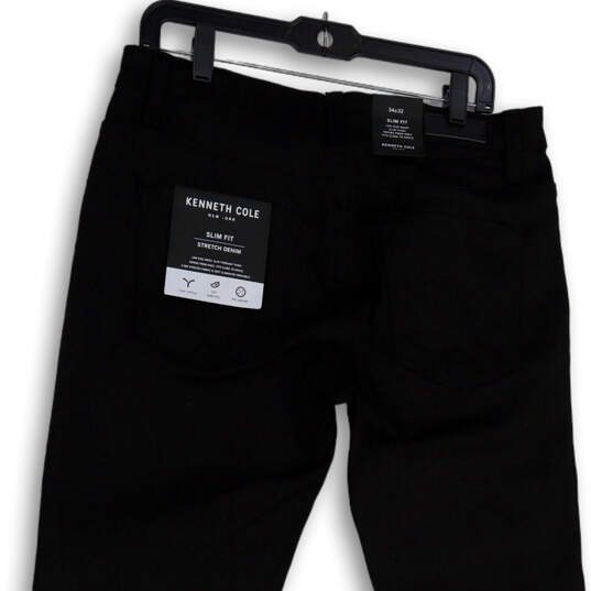 NWT Mens Black Denim Dark Wash Stretch Pocket Slim Fit Straight Jeans 34/32 image number 4