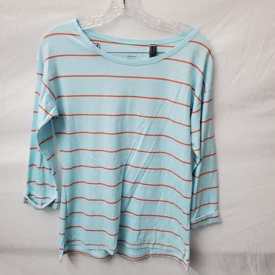 Women's Light Blue and Orange Stripe Patagonia Long Sleeve Shirt Size S image number 1