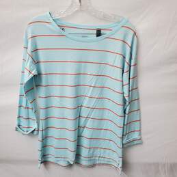 Women's Light Blue and Orange Stripe Patagonia Long Sleeve Shirt Size S