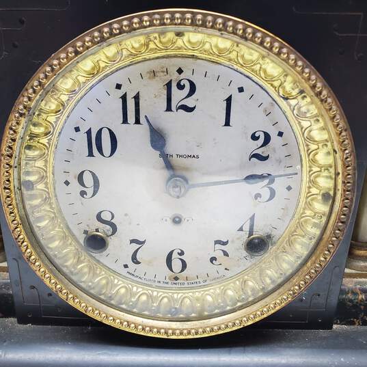 Vintage Seth Thomas Pillar Style Lion Knocker Mantle Clock for P/R image number 2