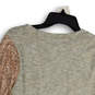 Womens Gray Heather Round Neck Long Sleeve Sequin Pullover Sweater Size M image number 4