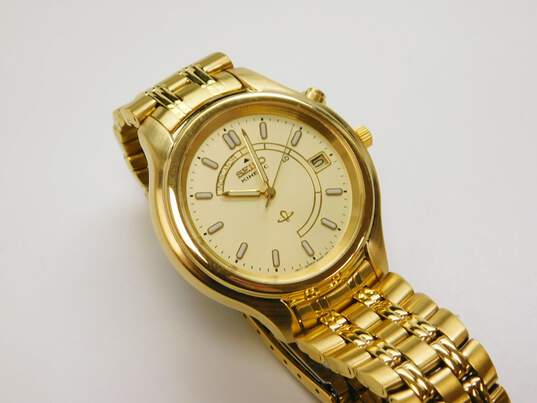 Seiko Kinetic Sapphire Crystal Gold Tone Men's Dress Watch In Original Box 340.8g image number 4