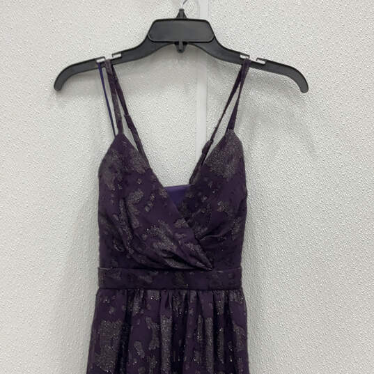 NWT Womens Purple Spaghetti Strap V-Neck Hi-Low Maxi Dress Size 2 image number 3