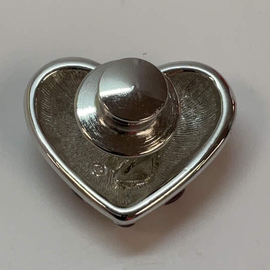 Designer Swarovski Blue Red Rhinestone Heart Shape Fashionable Brooch Pin image number 4