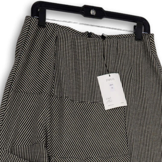 NWT Womens Black White Check Flat Front Back Zip A-Line Skirt Size XL image number 2