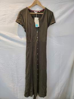 Boden Full Button Long Dark Green Dress Women's Size 14R NWT