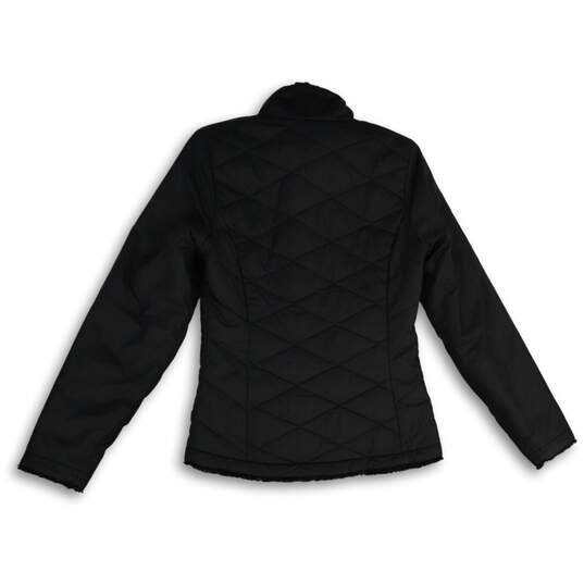 Womens Black Long Sleeve Mock Neck Full-Zip Quilted Jacket Size XS image number 2