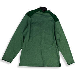 Mens Green Dri-Fit Mock Neck Quarter Zip Side Slit Pullover T-Shirt Size XL alternative image