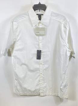 NWT Claiborne Mens White Modern Fit Short Sleeve Collared Button-Up Shirt Size L