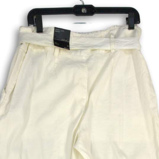 NWT INC International Concepts Womens White Wide Leg Cropped Pants Size 8 image number 4