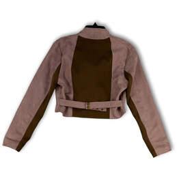 Womens Purple Long Sleeve Asymmetrical Zip Cropped Jacket Size Large alternative image
