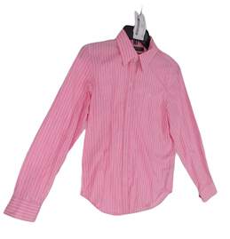 Mens Pink Full Sleeve Spread Collar White Strip Button Up Shirt Size Small alternative image