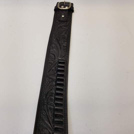 Black Leather Holster Drop Belt image number 2