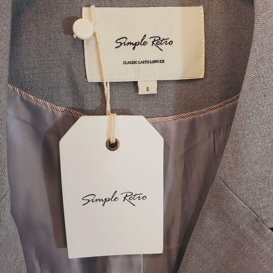 Simple Retro Women Gray Trench Coat S NWT image number 3