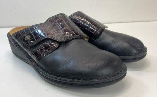 Finn Comfort Leather Croc Embossed Sandals Slides Shoes Size 41 image number 3