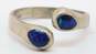 Artisan Sterling Silver Azurite Garnet Glass Peace Sign Anchor Rings 12.7g image number 6