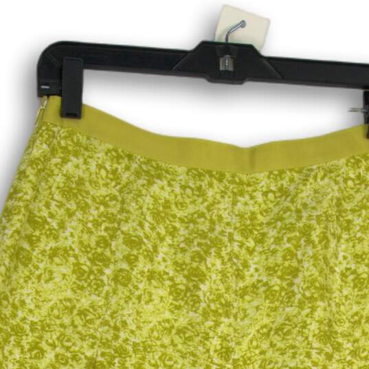 Banana Republic Womens Yellow Floral Pleated Side Zip A-Line Skirt Size 4 image number 4