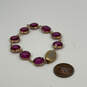 Designer Swarovski Gold-Tone Bezel Fuchsia Crystal Stone Chain Bracelet image number 2