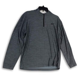 Womens Gray Heather Long Sleeve Dri-Fit 1/4 Zip Activewear T-Shirt Size L