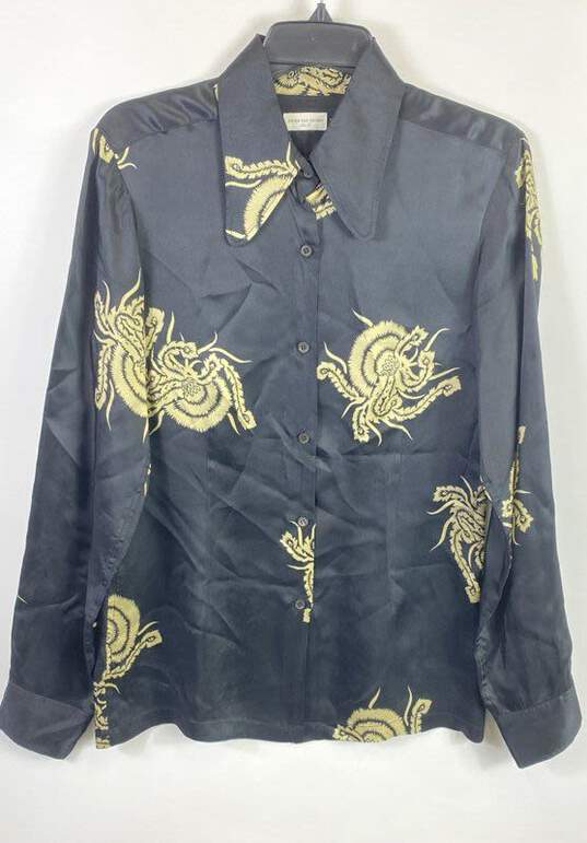 Dries Van Noten Men Black Printed Button Up Shirt Sz 38 image number 1