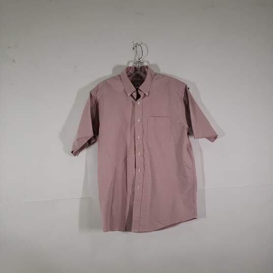 Mens Cotton Wrinkle Resistant Short Sleeve Collared Button-Up Shirt Size 16R image number 1