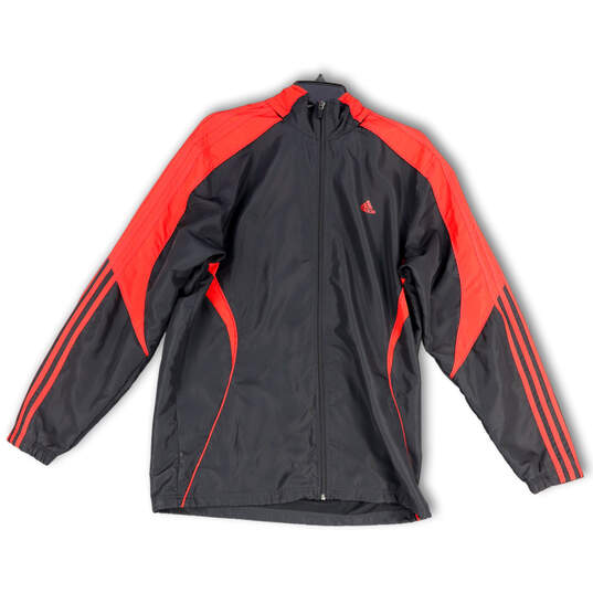 Mens Black Red Mock Neck Long Sleeve Full-Zip Track Jacket Size Medium image number 2