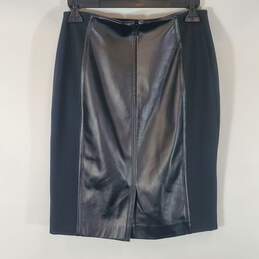 White House Black Market Women Black Faux Leather Skirt 0 alternative image