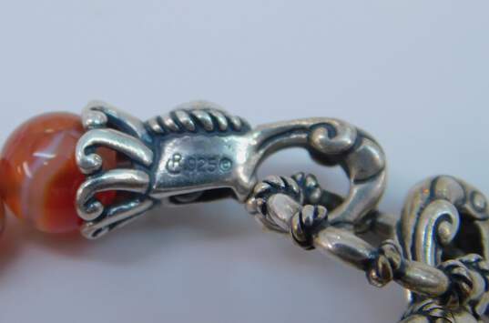 Carolyn Pollack Relios 925 Sterling Silver Carnelian & Agate Beaded Bracelet 19.4g image number 4