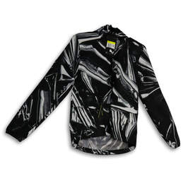 Womens Black Ice Graphic Reflective Print Full-Zip Activewear Jacket Size S