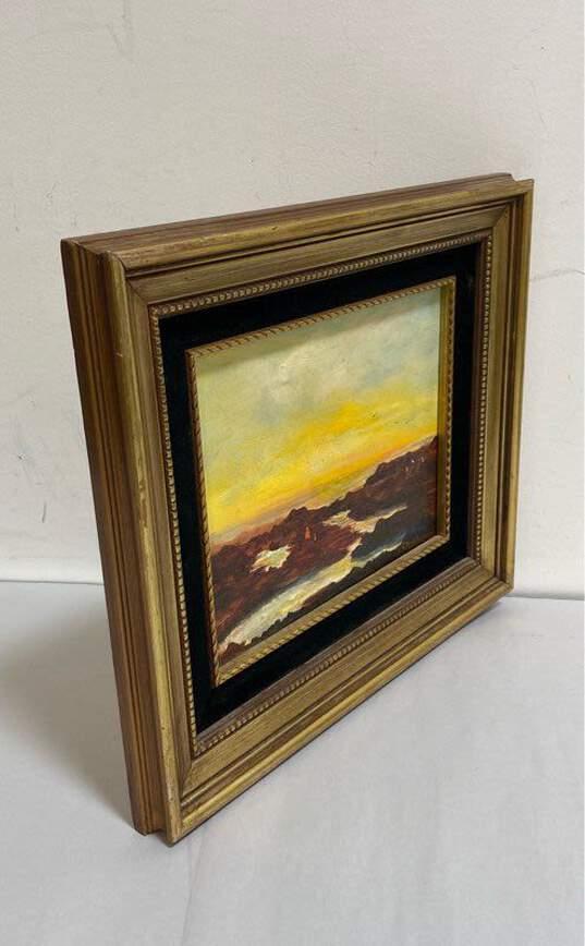 Seaside Sunset Oil on canvas by Chick Signed. Matted & Framed image number 2
