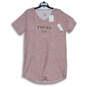 NWT Womens Pink Heather Short Sleeve V-Neck Pullover T-Shirt Size Large image number 1