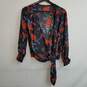Madewell navy and red floral print cropped wrap top XS image number 1