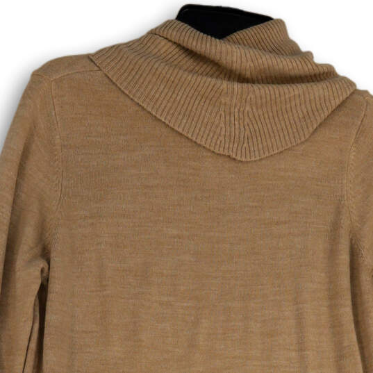 Womens Tan Knitted Stretch Long Sleeve Turtleneck Pullover Sweater Size 14 image number 4