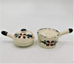 Vintage Ceramic Double Boiler Green Red Floral Salt + Pepper Shakers Japan alternative image