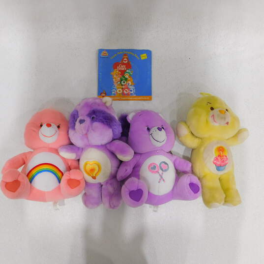 VNTG 1984 & 2003 Care Bear Plush Toys Lot Of 4 w/ Bonus Record image number 1