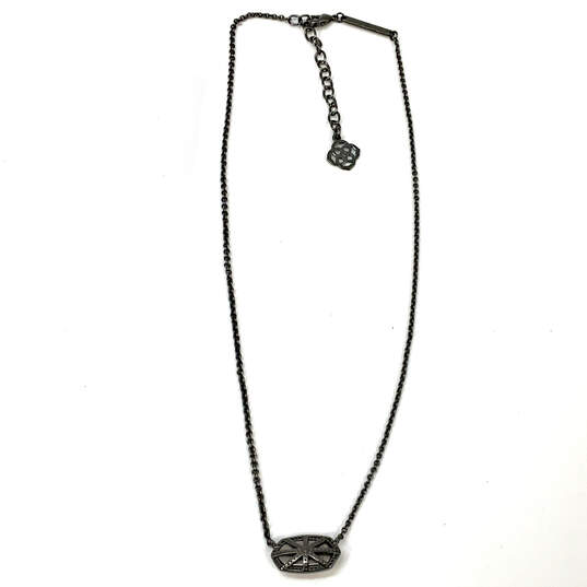 Designer Kendra Scott Elisa Slate Gray Crystal Cut Stone Pendant Necklace image number 3