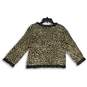 NWT Chico's Womens Brown Leopard Print Fringe Trim Cardigan Sweater Size 2 image number 2