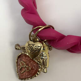 Designer Betsey Johnson Pink Rubber Heart Shape Birds Bracelet Charm alternative image