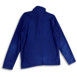 Mens Blue Fleece Long Sleeve Quarter-Zip Mock Neck Pullover Sweater Size M alternative image