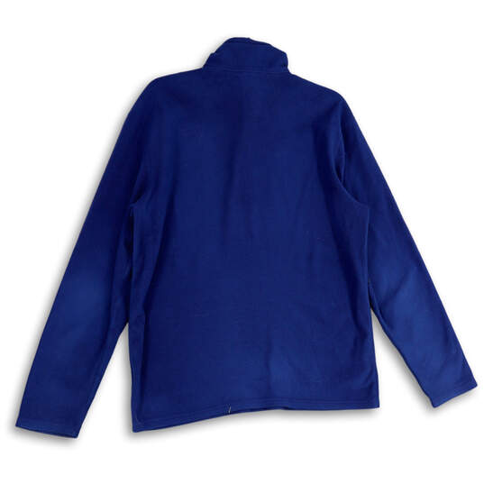 Mens Blue Fleece Long Sleeve Quarter-Zip Mock Neck Pullover Sweater Size M image number 2