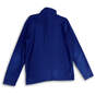 Mens Blue Fleece Long Sleeve Quarter-Zip Mock Neck Pullover Sweater Size M image number 2