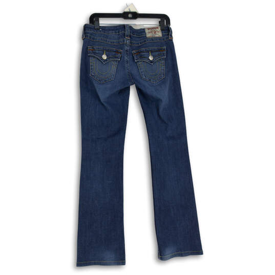 Womens Blue Denim Medium Wash 5-Pocket Design Bootcut Leg Jean Size 28 image number 2