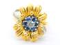 14K Yellow Gold 0.14 CTTW Diamond & Sapphire Flower Ring 7.0g image number 2